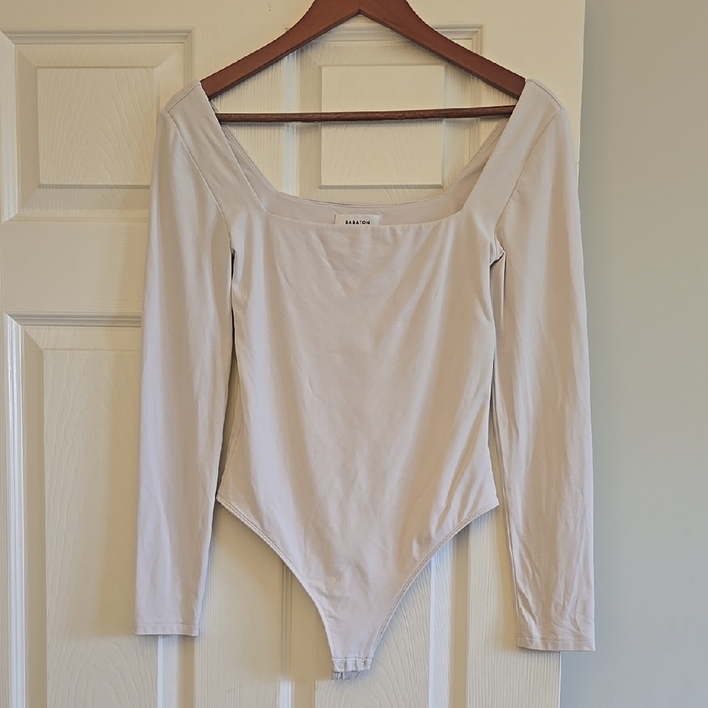 Aritzia Babton Off White Long Sleeve Bodysuit